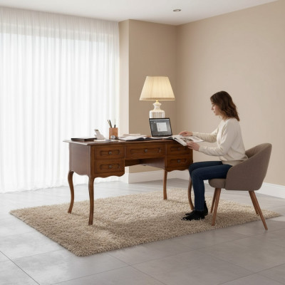 Brown office desk luxury study furniture wooden desk classic