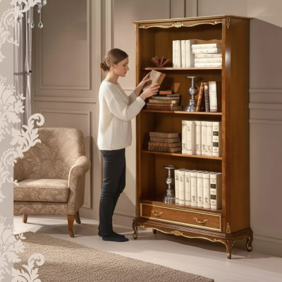 Bookshelf for the living room Classic brown furniture Wooden shelves