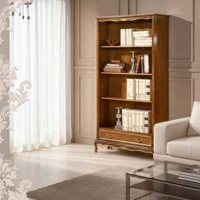 Bookshelf for the living room Classic brown furniture Wooden shelves