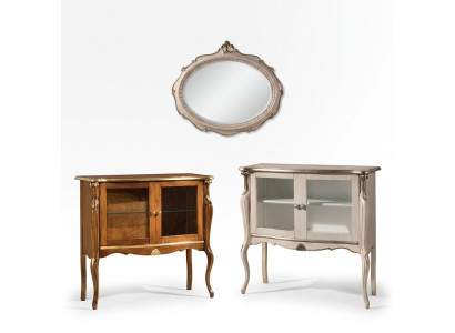 Classic glass display cabinet luxury storage table living room furniture wood