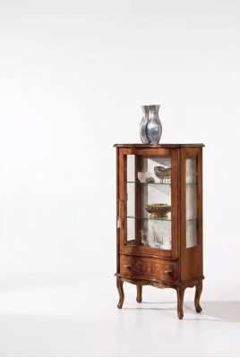 Classic Wooden Glass Cabinet Luxury Living Room Designer Glass Display Furniture