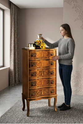 Classic High Chest Brown Storage Furniture Living Room Design