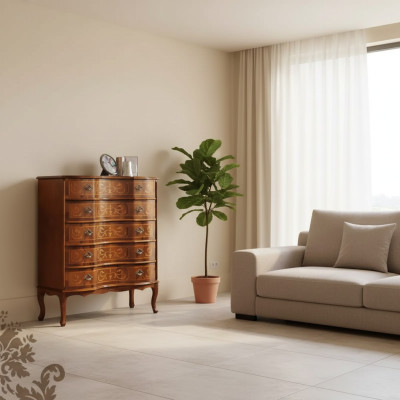 Classic Brown Chest of Drawers Five-Door Designer Wooden Furniture New