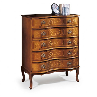 Classic Brown Chest of Drawers Five-Door Designer Wooden Furniture New