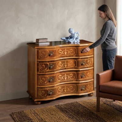 Classic brown wooden cabinet drawers chest of drawers living room design