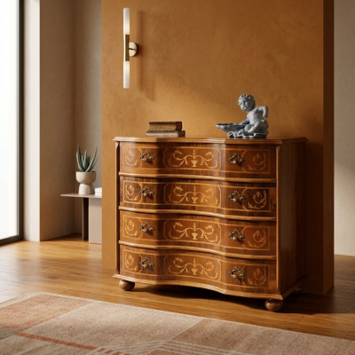 Classic brown wooden cabinet drawers chest of drawers living room design