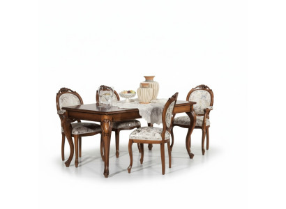 Dining room furniture, solid wood dining table, 4x chairs with armrests furniture
