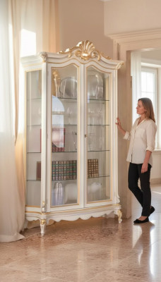 Classic quality white display cabinet luxury furniture new in living room shelf
