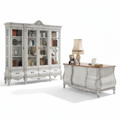 White office furniture desk bookshelf luxury table shelf furnishings