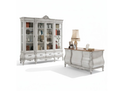 White office furniture desk bookshelf luxury table shelf furnishings