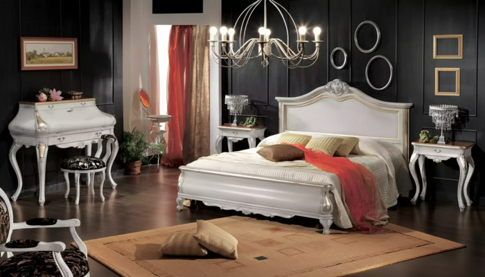 White bedroom furniture 2x nightstands dressing table modern bed 4-piece set