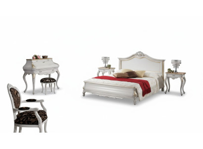 White bedroom furniture 2x nightstands dressing table modern bed 4-piece set
