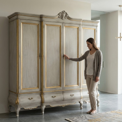 White luxury wardrobe solid wood furniture bedroom cabinets wardrobe