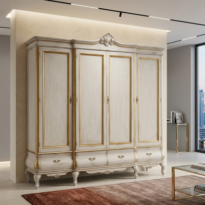 White luxury wardrobe solid wood furniture bedroom cabinets wardrobe