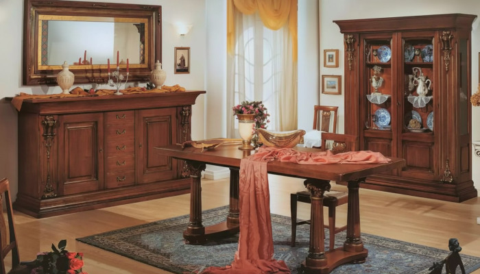 Dining room set, dining table, sideboard, display cabinet, mirror, luxury classic furniture