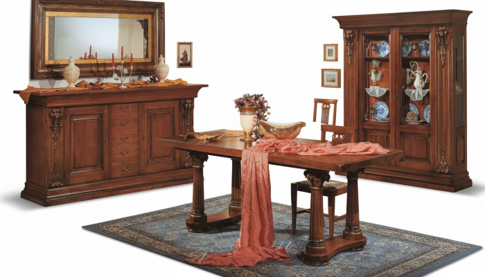 Dining room set, dining table, sideboard, display cabinet, mirror, luxury classic furniture