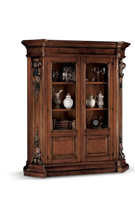 Solid wood brown bookshelf living room furniture brown luxury cabinet