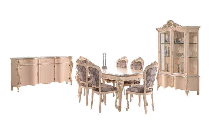 Dining room furniture dining table display cabinet dresser 4x chairs dining set 7-piece suite