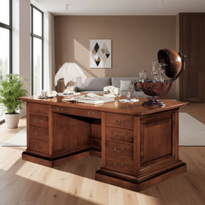Brown solid wood desk classic office furniture study table