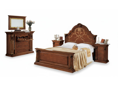 Classic Brown Bedroom Set: Bed, 2x Nightstands, Dresser Set 5-piece