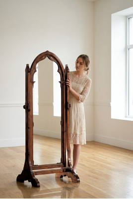XXL mirror with wooden frame, large wall mirror, floor mirror, standing mirror
