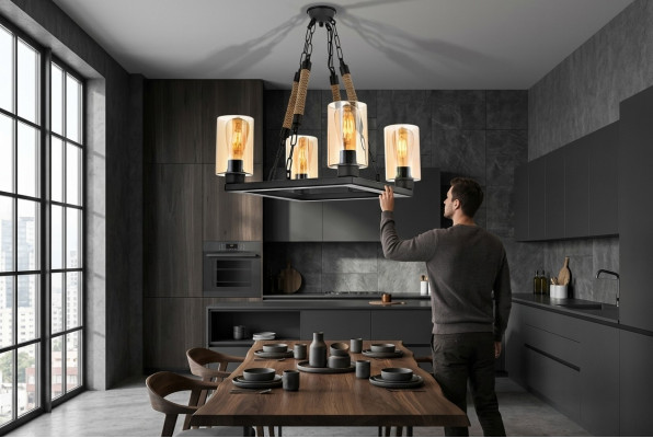 Chandelier ceiling light pendant ceiling lamp lamps glass black.