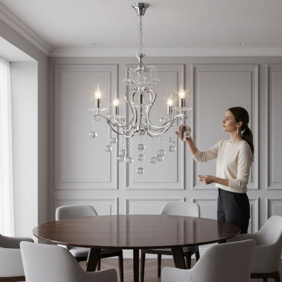 Chandelier luxury ceiling light chandelier ceiling lamp silver crystal