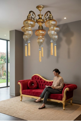 Chandelier Ceiling Light Ceiling Lamp Lamps Glass Yellow Modern