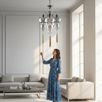 Lamps Ceiling Lights Chandeliers Ceiling Lamp Glass Silver New