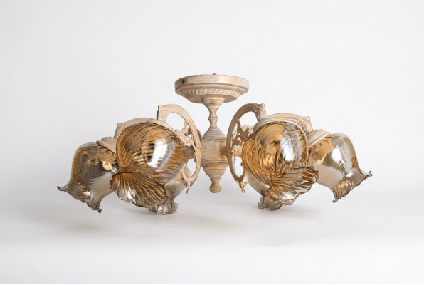 Ceiling lamp, ceiling chandelier, chandelier, lamps, glass, beige, art.