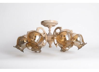 Ceiling lamp, ceiling chandelier, chandelier, lamps, glass, beige, art.