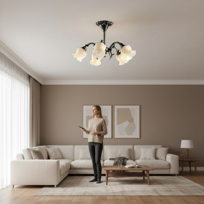 Ceiling chandelier chandelier ceiling lamp lamps glass gray beige
