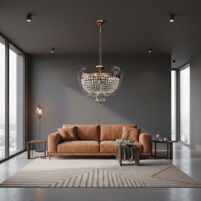 Luxury Ceiling Chandelier Lustre Chandelier Ceiling Lamp Gold Crystal Round Lamp