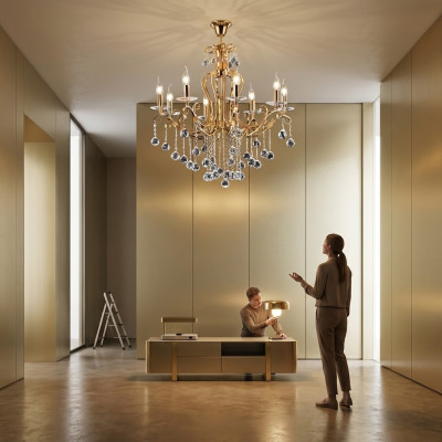 Luxury ceiling chandelier crystal lamp gold