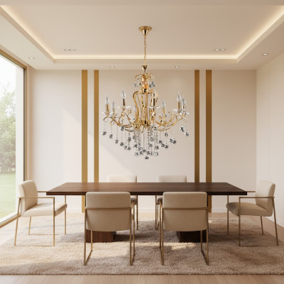 Luxury ceiling chandelier crystal lamp gold