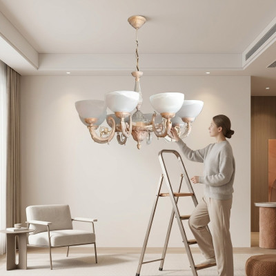 Chandelier Ceiling Light Fixture Ceiling Lamp Lamps Glass Beige Art