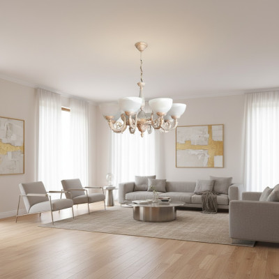 Chandelier Ceiling Light Fixture Ceiling Lamp Lamps Glass Beige Art