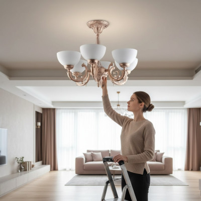 Corner lamp chandelier ceiling light chandelier lamp glass beige style