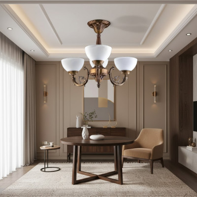 Chandelier Ceiling Lamp Pendant Ceiling Light Antique Lamp Glass Gold