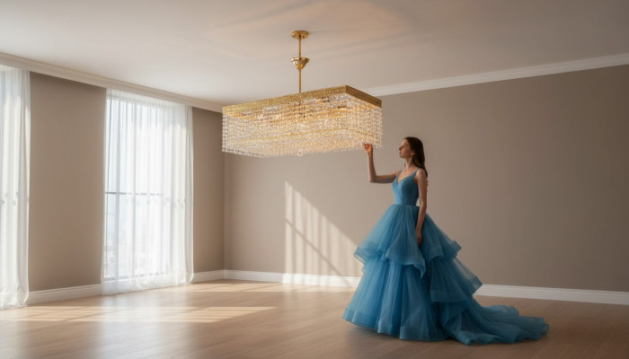 Luxury Chandelier Ceiling Light Gold Crystal Lamp