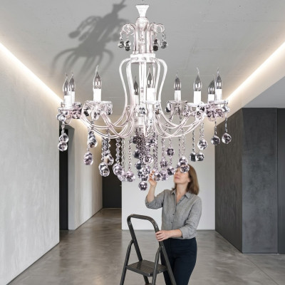 Luxury ceiling chandelier crystal lamp silver
