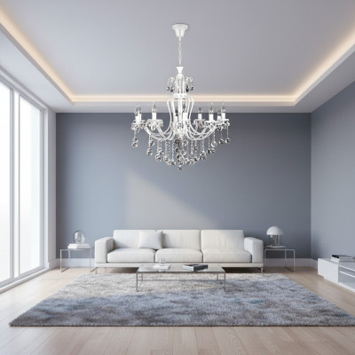 Luxury ceiling chandelier crystal lamp silver