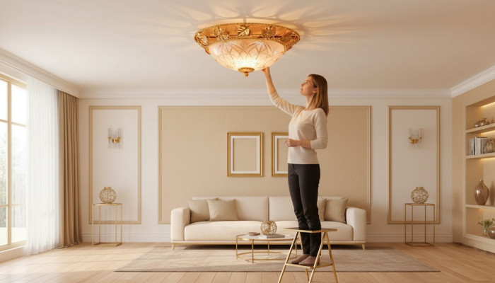 Chandelier Ceiling Light Pendant Lamp Gold Glass Metal Lamps