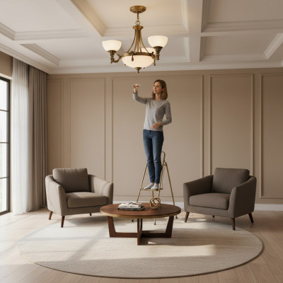Classic White Ceiling Lamp Pendant Light Gold Design Chandelier