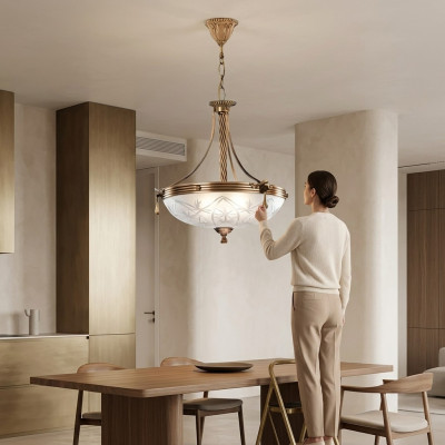 Chandelier Ceiling Lamp Lustre Ceiling Light Lamp Glass Grey Gold