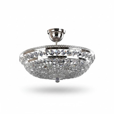 Round Silver Luxury Ceiling Lamp Chandelier Ceiling Light Silver Crystal Chandelier