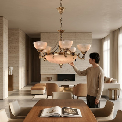 Chandelier Ceiling Lamp Crystal Ceiling Light Lamp Glass Gold Beige
