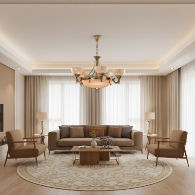 Chandelier Ceiling Lamp Crystal Ceiling Light Lamp Glass Gold Beige