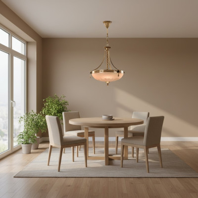 Chandelier Ceiling Lamp Glass Gold Beige