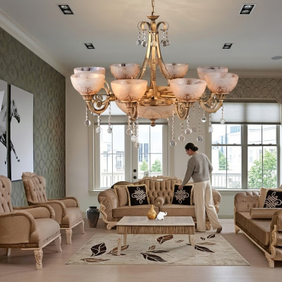 Chandelier Luxury Ceiling Lamp Luster Ceiling Light Glass Gold